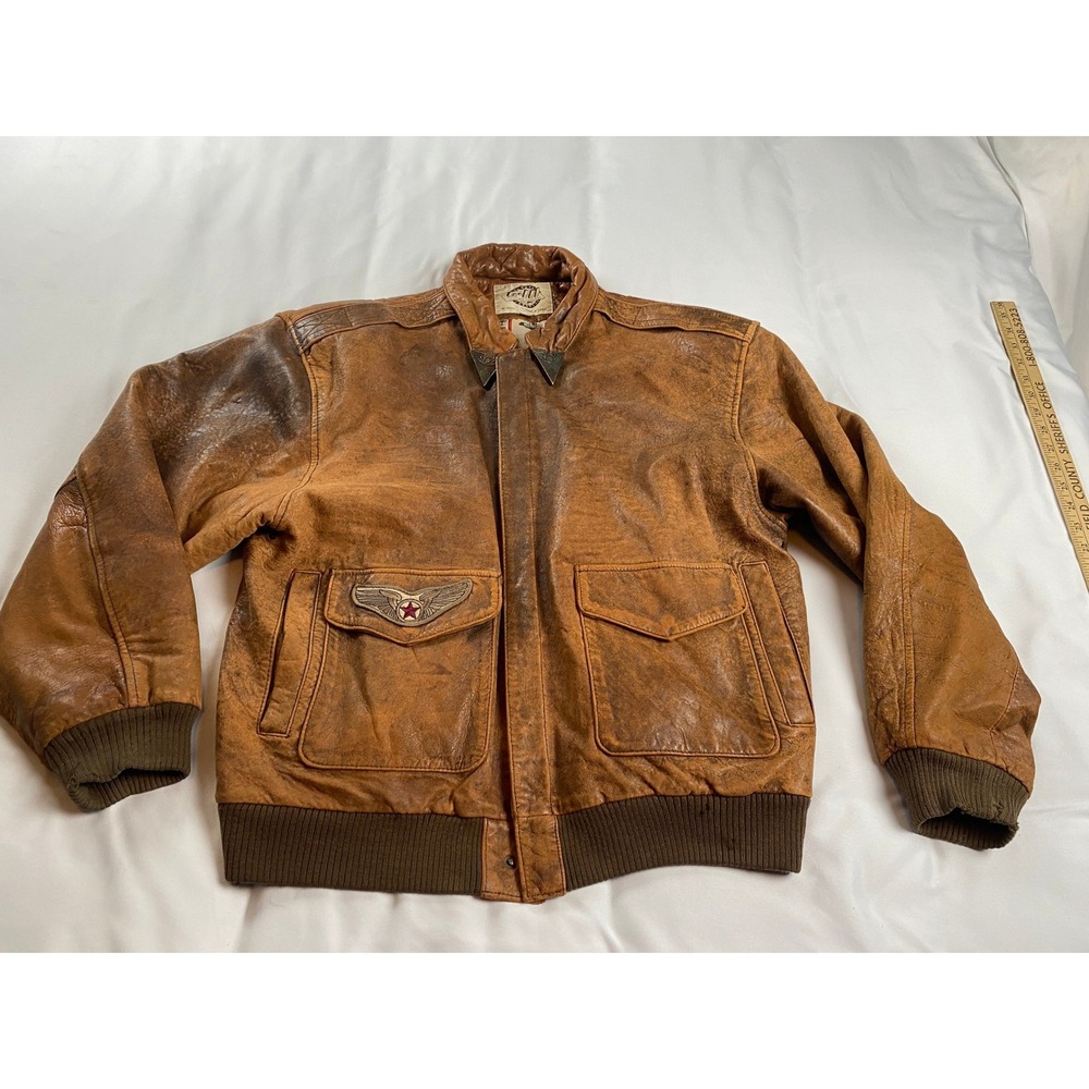 G-III Flight Bomber Jacket Mens XL Brown Good Distressed Leather Flying Tigers